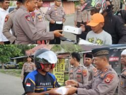 Kapolres SBB Pimpinan Pembagian 150 Paket Takjil Di Depan Mako Polres